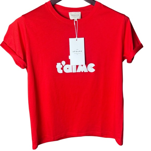 ✨ NEW WITH TAGS ✨SÉZANE ~ Je T’aime Tee~ PINK CREATION in Red – Size S ✨ - Picture 2 of 6